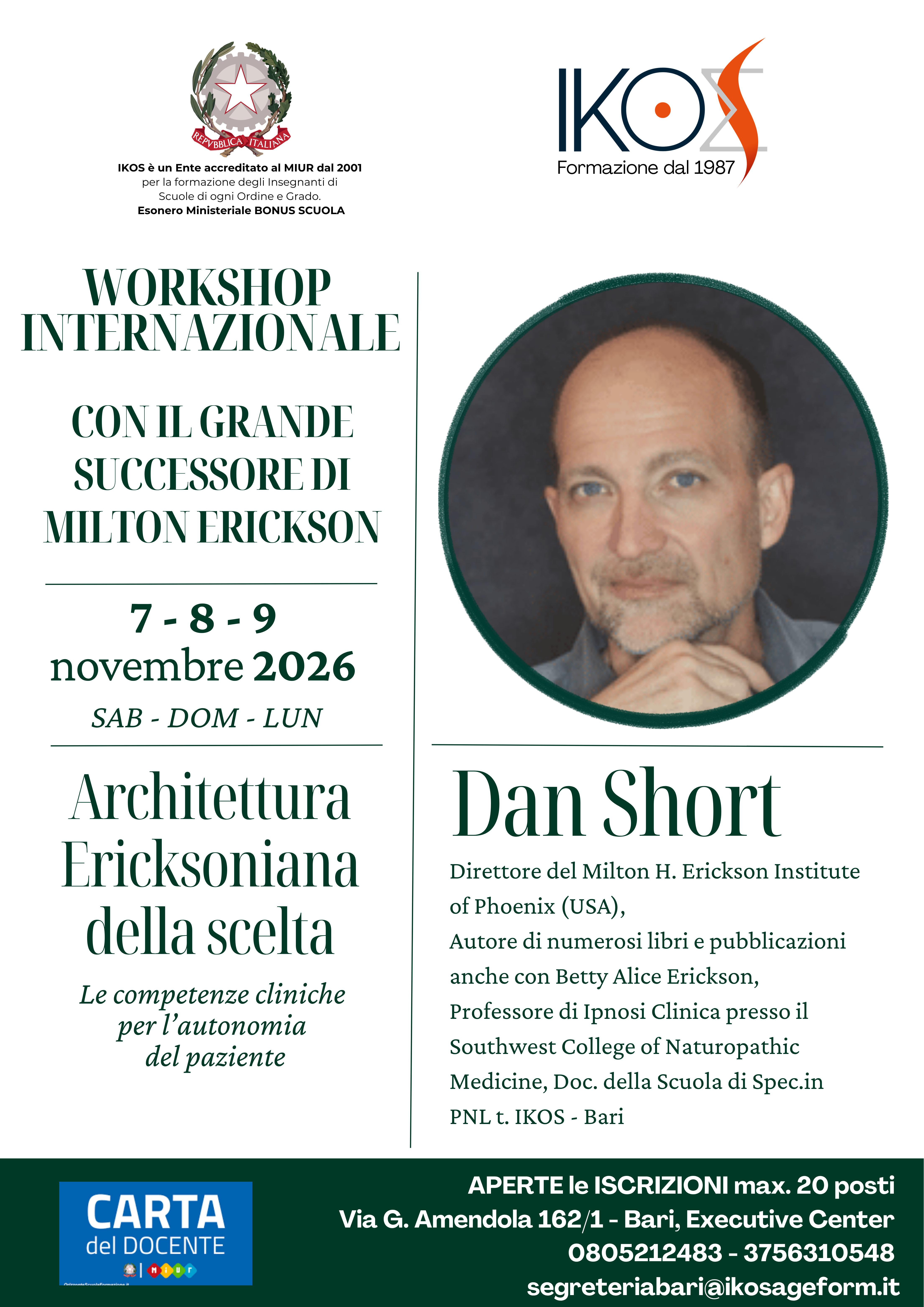 EVENTO INTERNAZIONALE: Architettura Ericksoniana della Scelta - 7-8-9 Nov. 20266