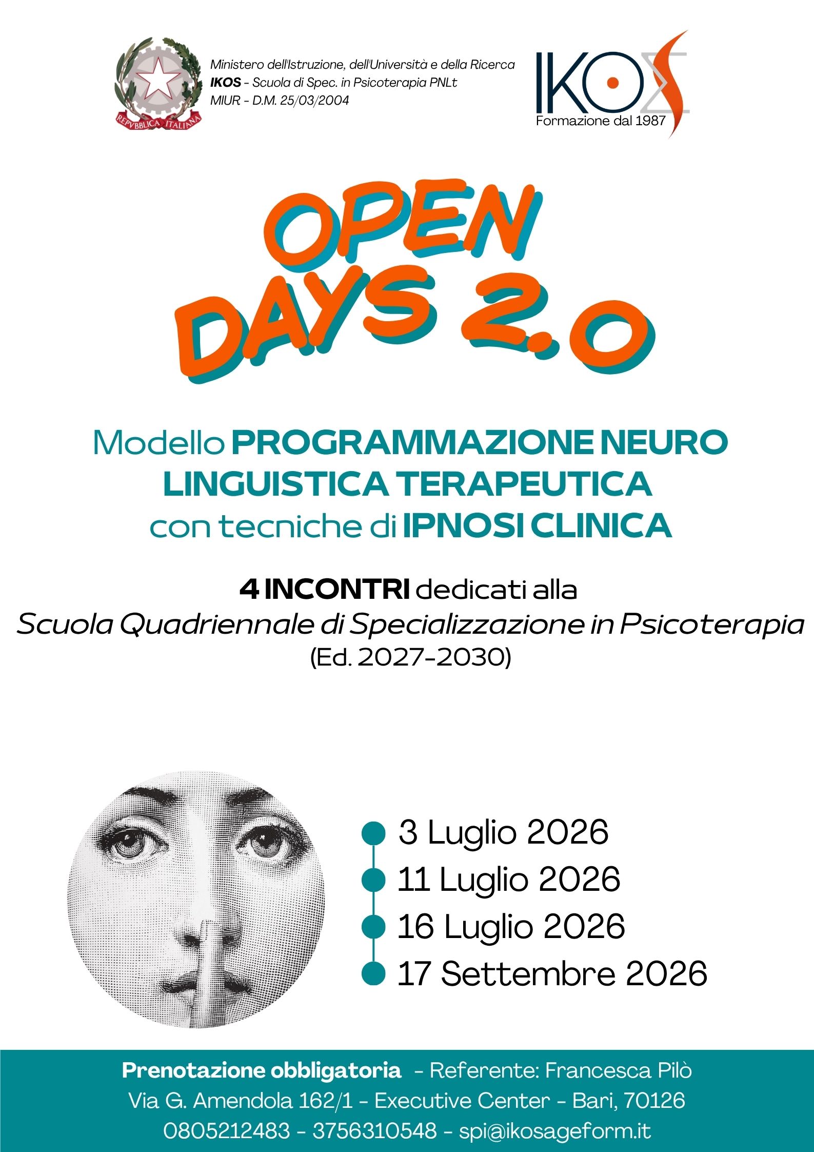OPEN DAYS 2.0: 4 INCONTRI dedicati alla  Scuola Quadriennale di Specializzazione in Psicoterapia