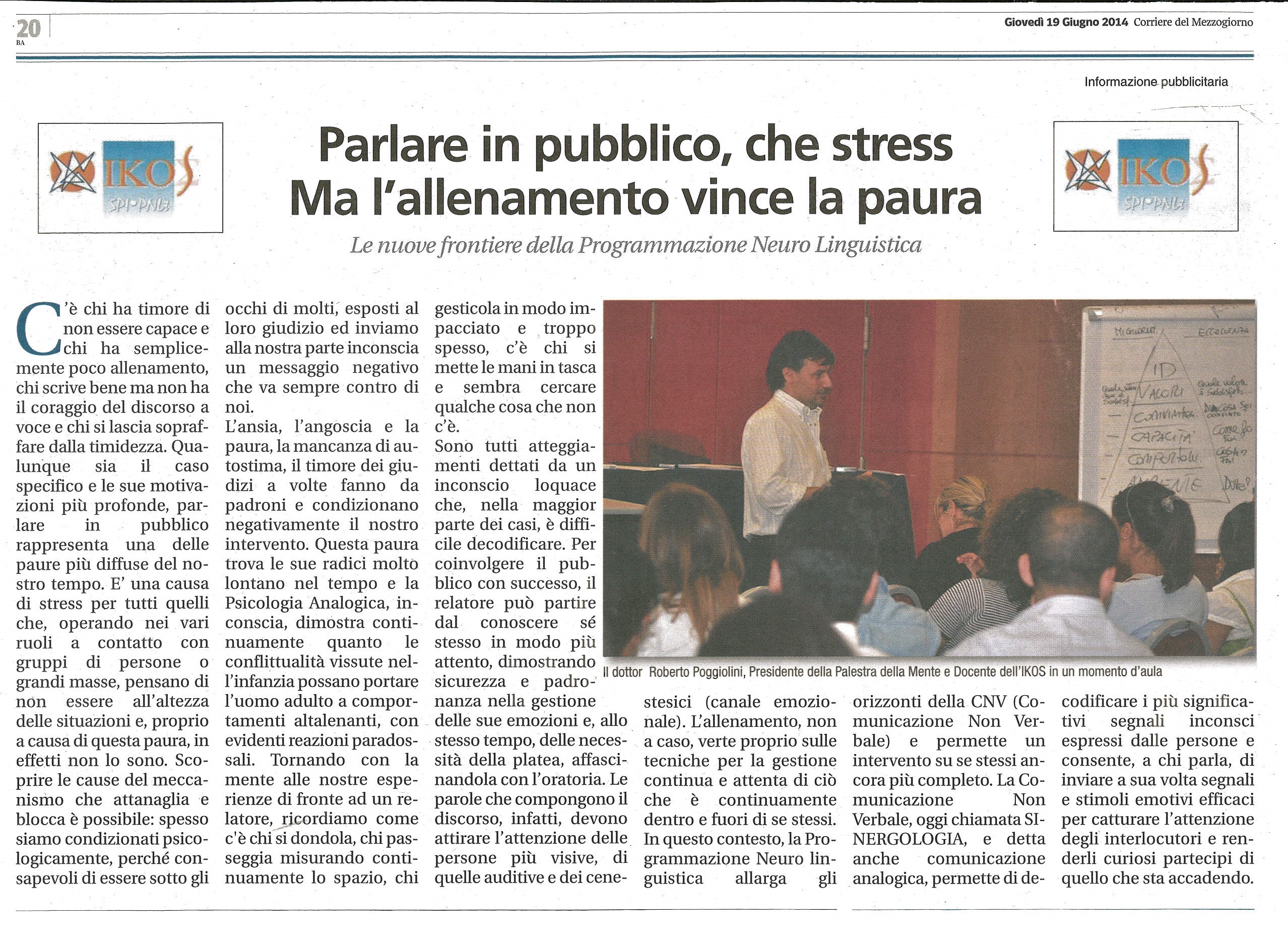 CORRIERE DEL MEZZOGIORNO Parlare in pubblico che stress 19 06 2014